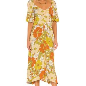 Faithfull the Brand Imane Midi Dress in Beige Isola Floral